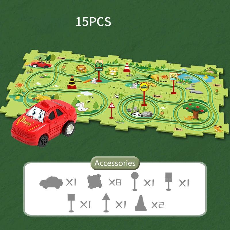 Puzzel Toy Set Rail Car DIY Assemble Jigsaw Flexible Railway Track Parent-child Interaction Toy Electric Car Puzzle Toys Gifts