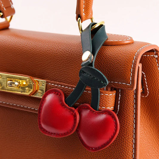 2023 Fashion Bag Charm Accessories Handbag Pendant Cherry Creative Keychain Schoolbag Love Heart Leather Handbag Accessories