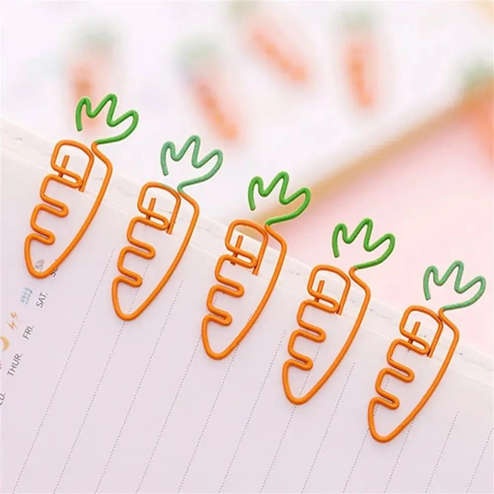 5pcs Carrot Shaped Carrot Paper Clip Binder Clip Memo Clip Carrot Metal Bookmark Reading Assistant Orange Kids Stationery