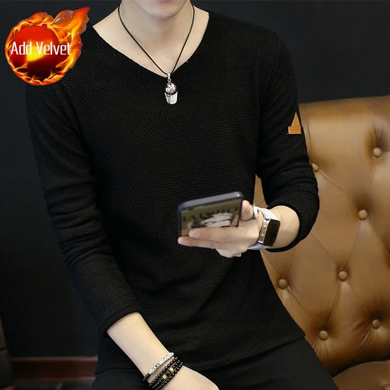 Knit Sweater Male No Hoodie Men's Clothing Red Pullovers Icon V Neck Sale Classic Street Elegant Pull Oversize Korean Fashion A