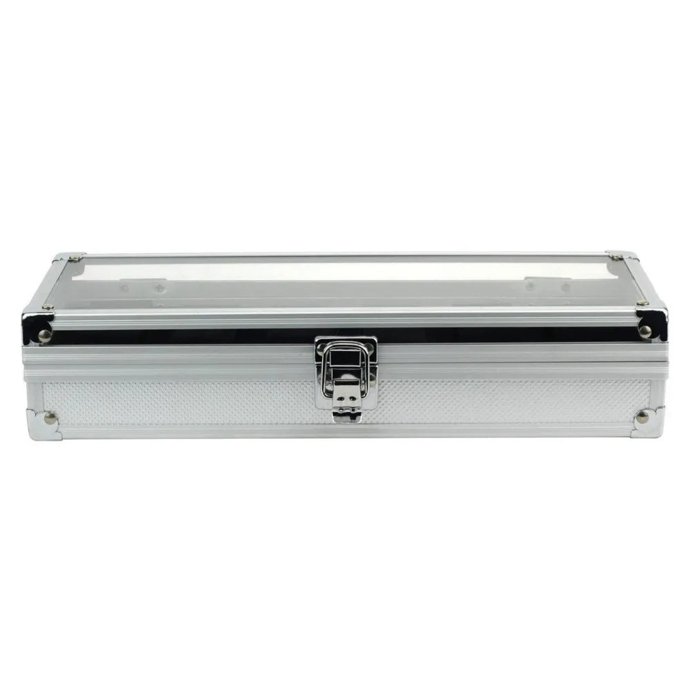 SZanbana 6Slot Watch Box Watch Display Case Aluminum Glass Top Jewelry Storage Organizer Velvet Pillow with Lock For Men & Women