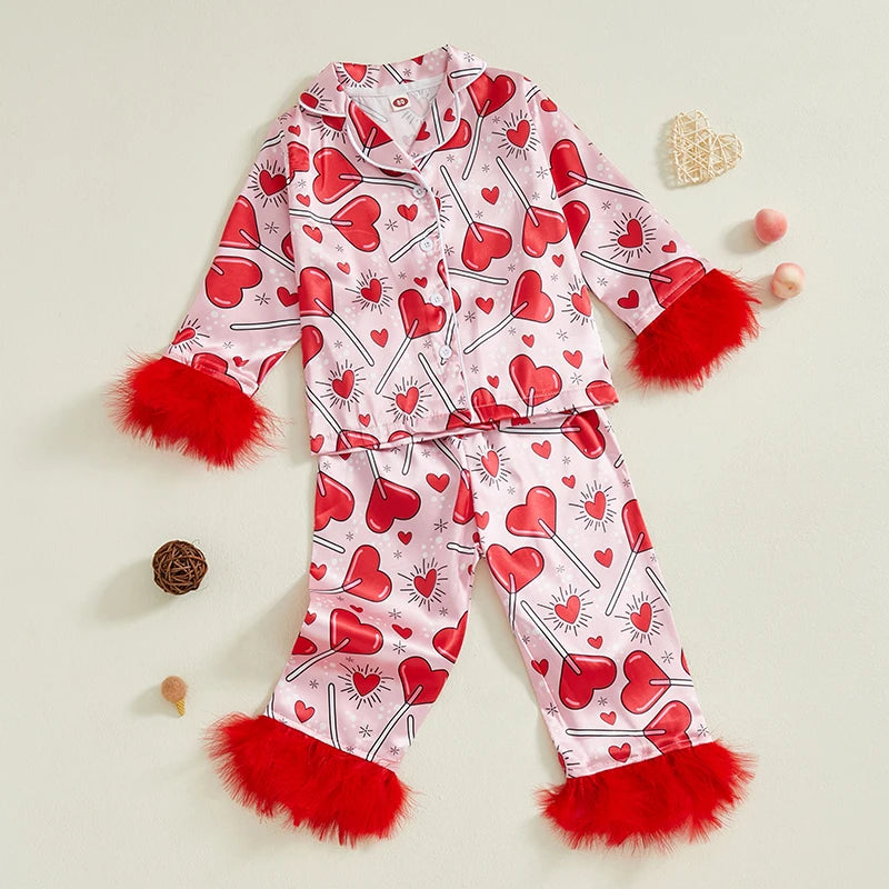 Toddler Girl Boy Silk Satin Pajamas Set Button Down Kids Long Sleeve Shirt Pants Sleepwear clothing