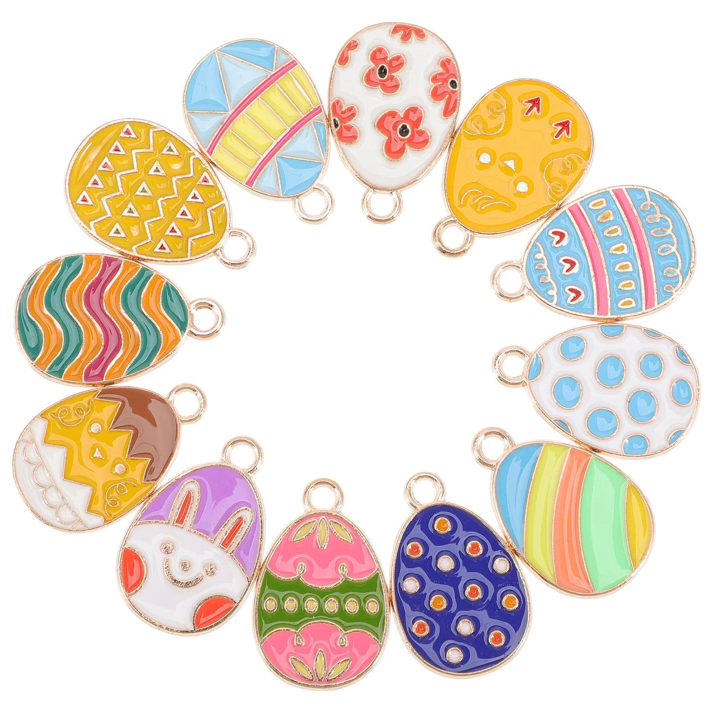 24 Pcs Easter Egg Pendant Decorations Bunny Charms Balloon DIY Accessories Chicken Earring Zinc Alloy