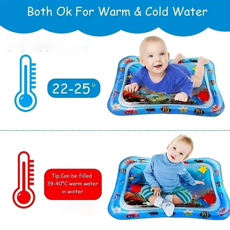 Infinno Aufblasbare Tummy Time Matte, Premium Baby-Spielmatte, Aufblasbares Wasserkissen, Interaktives Babyspielzeug für die sensorische Entwicklung 