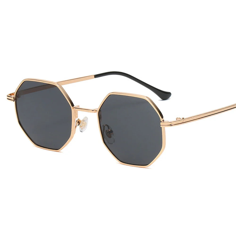 Vintage Metal Polygon Sunglasses Women Men Fashion Gradient Glasses Brand Designer Uv400 Shades Eyewear Driving Fishing Goggles