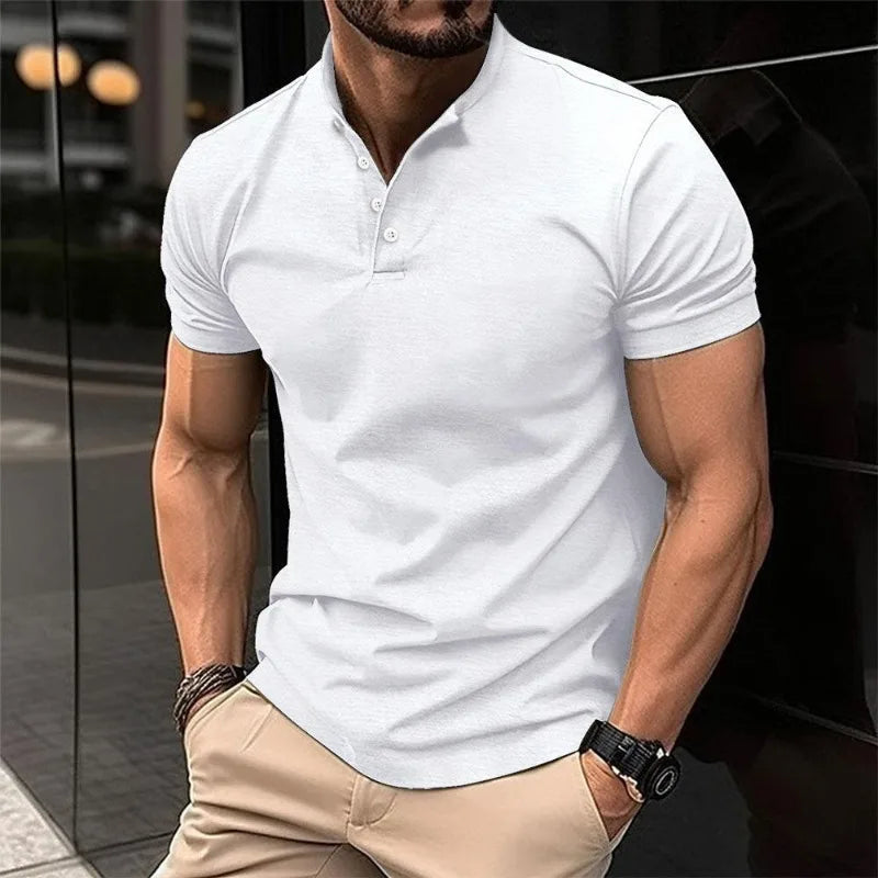 Summer Men's Pullover Lapel Button Solid Color Short Sleeve Tee T-shirt Polo Sweatshirt Vacation Fashion Office Lady Formal Tops