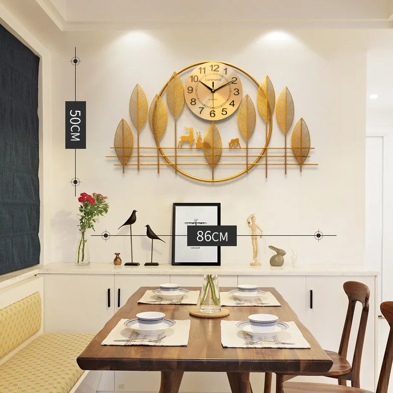 New Chinese Creative Wall Clock Living Room Home Light Luxury Restaurant Entrance Wall Decoration Wall Watch Silent Quartz Clock
