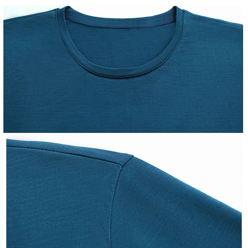 Summer Men's T-shirts Ice Silk Tops Men Short Sleeve Casual Fashion Men Clothing Basic Shirt O Neck Solid Color Classical Tshirt