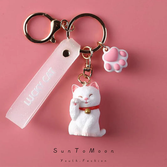 Cute Cat Keychain Creative Cat Claw Keyring Girls Ins Korean Exquisite Key Ring Pendant Bag Accessories Mobile Phone Charm Gift