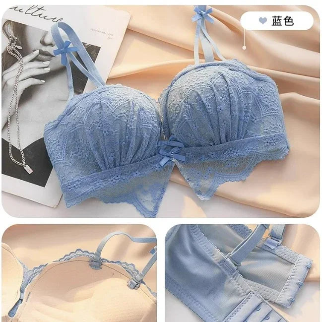 Push-up Gather Lace Bra Double U-shaped Soft Support Structure  Underwear Comfort Simple Bra Pride Bras