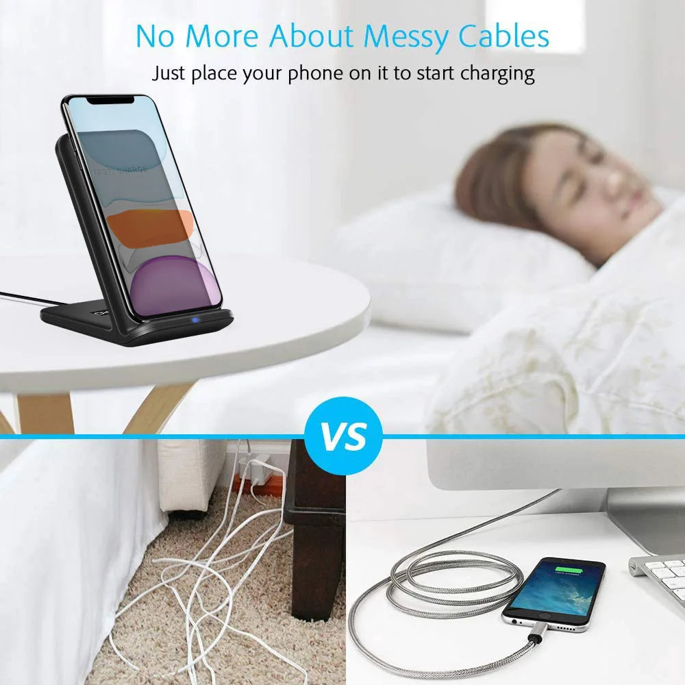 حامل هاتف مكتبي شاحن لاسلكي بقوة 30 وات لهاتف iPhone 15 14 13 12 Pro 11 XR حامل شحن لهاتف Samsung S24 S23 S22 S21 