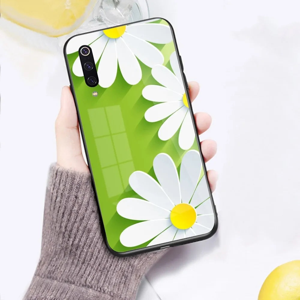 Daisy Flower Art Mobile Cell Phone Case for Xiaomi 13 12 11T 10 9 Lite Redmi Note 12 11 10 10S Pro 9 9A 8 PC Glass Cover Funda