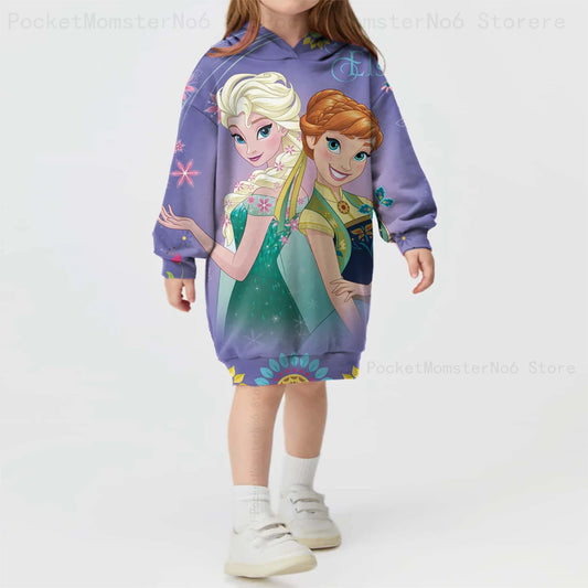 3D Printing Spring and Autumn Disney Frozen New Long-sleeved Hoodie Cute Princess Dress Kids Casual Girls Decoration