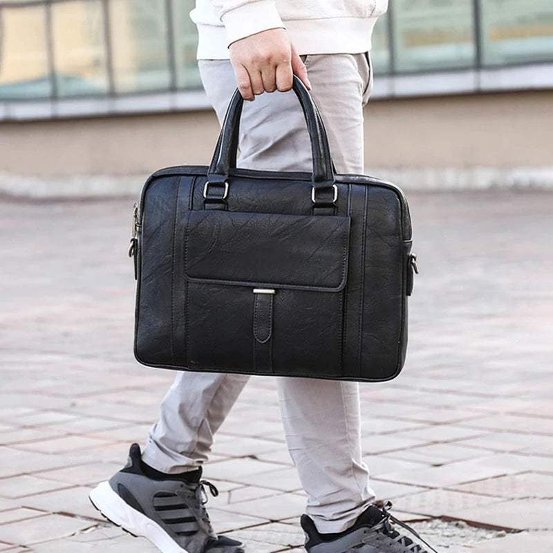 Herren Aktentasche PU Leder Executive Casual Handtasche Laptop Dokument Schulter Business Vintage Messenger Crossbody Designer Tasche 