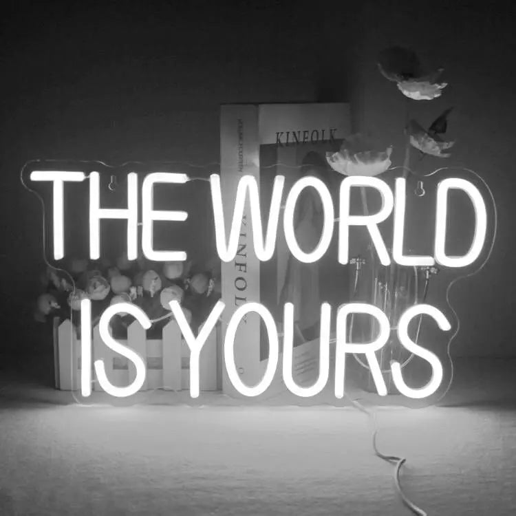 The World Is Yours Neon Sign Pink Led Neon Light for Room Wall Decor Wedding Engagement Valentines Day Led Neon Signs USB Neon
