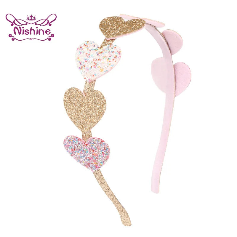 1PCS Cute Heart Bows Butterfly Headbands Girls Glitter Bling Handmade Kids Head Band for Teens Child Toddlers Hair Accessories