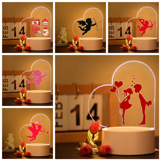 Valentine’s Day 3d Illusion Night Lamp for Room Decor the Girlfriend Lovers Gift