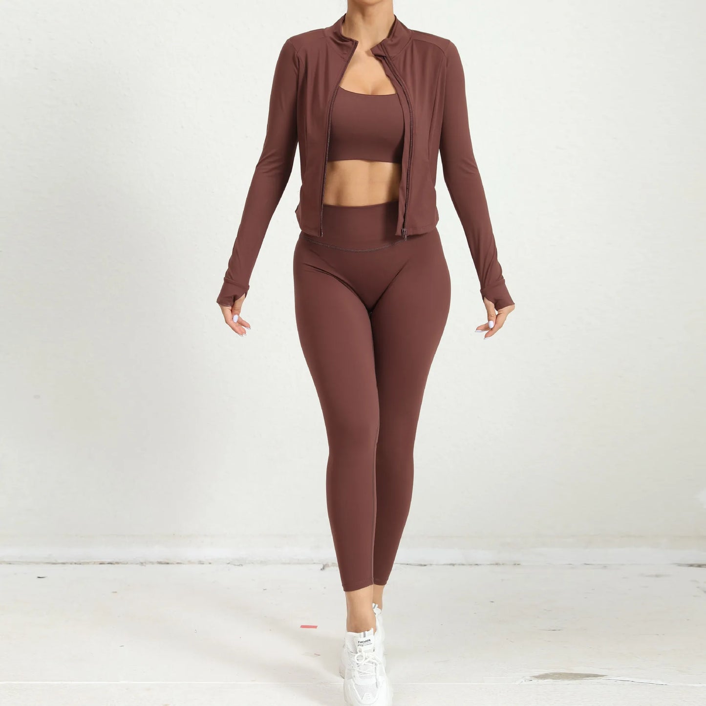 New Yoga Set 3PCS Gym Clothes Workout Sportswear Suits For Women Jacket Fitness Set Tracksuits Sports Bra Running Gym Leggings