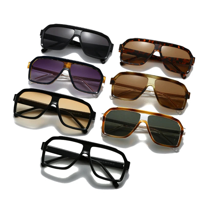 SO&EI Retro Men Pilot Sunglasses Fashion Gradient Women Luxury Shades UV400 Outdoor Driving Square Sun Glasses