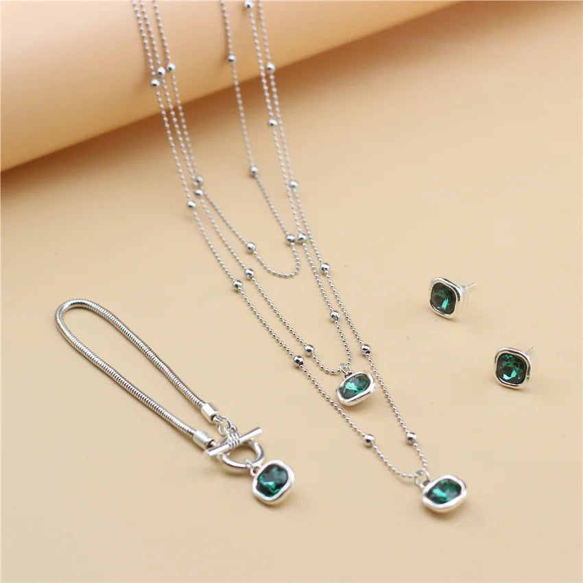 Anslow 2022 Design Fashion Bijoux Femme Woman Crystal Jewelry Accessories Set Necklace&Earring&Bracelet Valentine Day Funny Gift