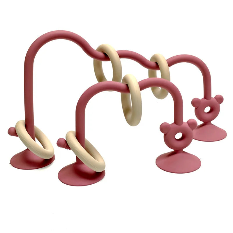 Baby puzzle winding beads toys silicone grinding visual toys for children can gnaw early education winding beads sucker toys
