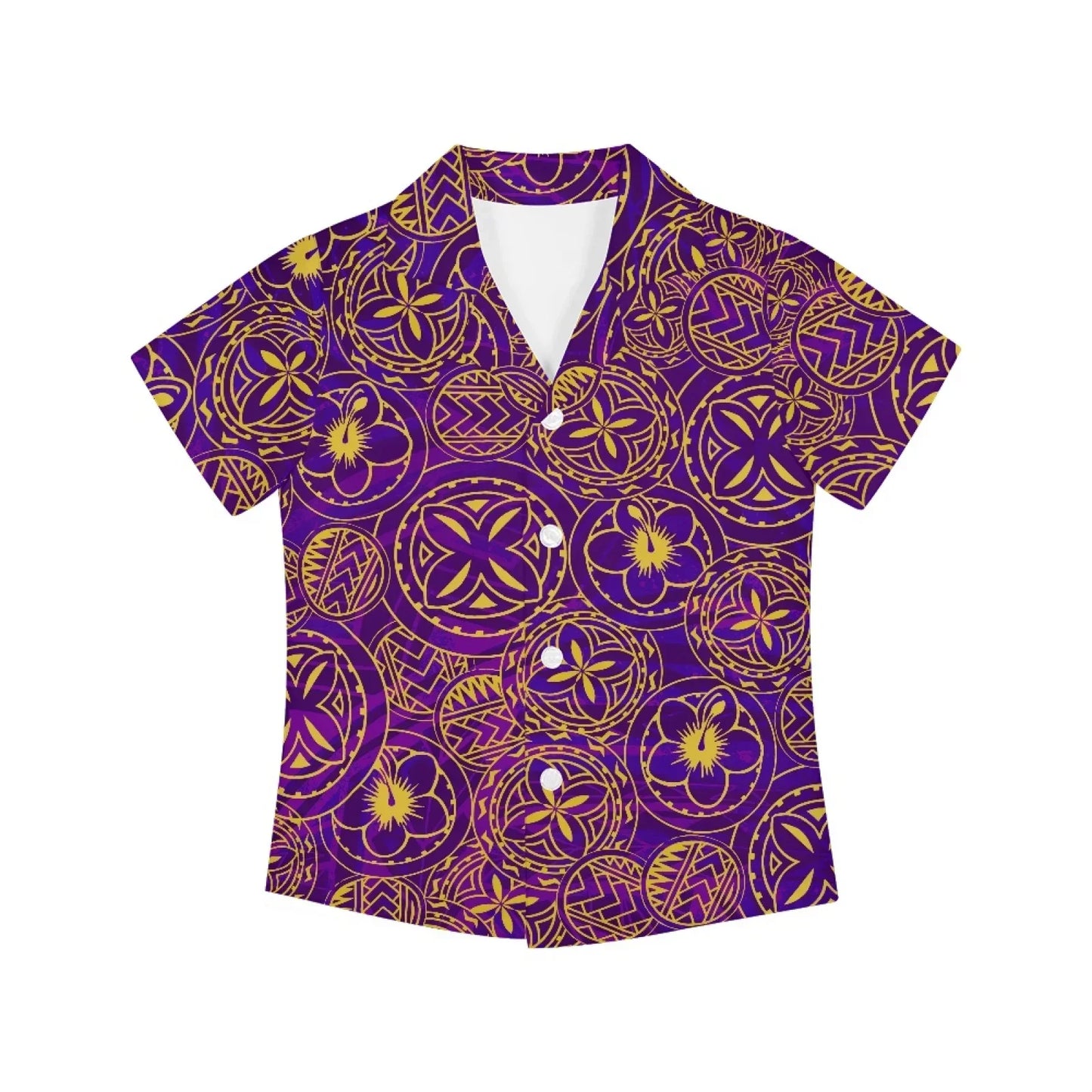 Polynesian Tribal Fijian Totem Tattoo Fiji Prints Children Shirts Fashion Short-sleeved Boys Shirts For Kids Blouses