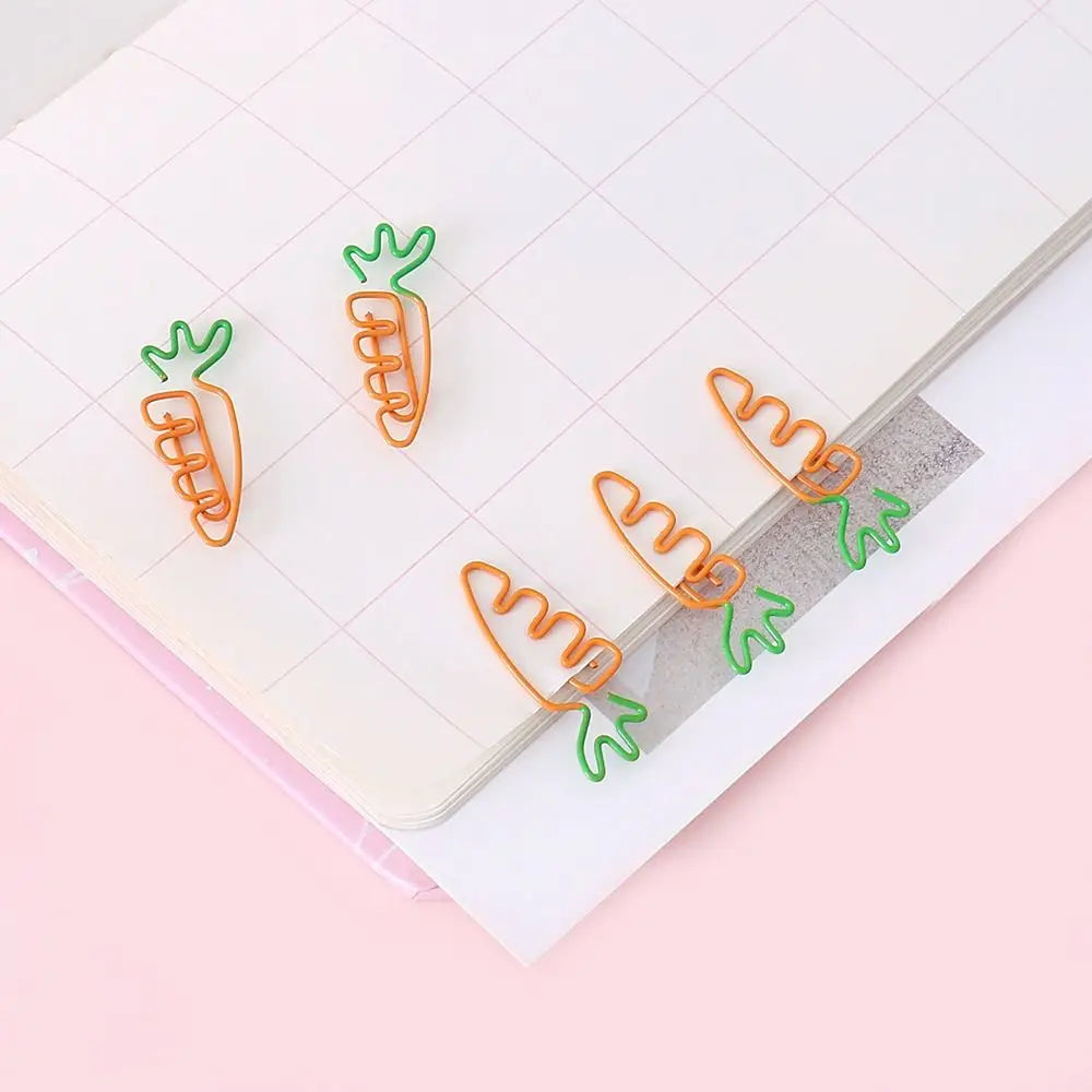 5pcs Carrot Shaped Carrot Paper Clip Binder Clip Memo Clip Carrot Metal Bookmark Reading Assistant Orange Kids Stationery