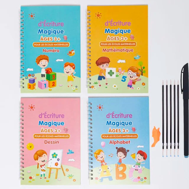 4 Books Reusable Arabic Magic Copybook Writing Groove Arabic Alphabet Wordpad for Kids Children Calligraphy Practice Copy Book