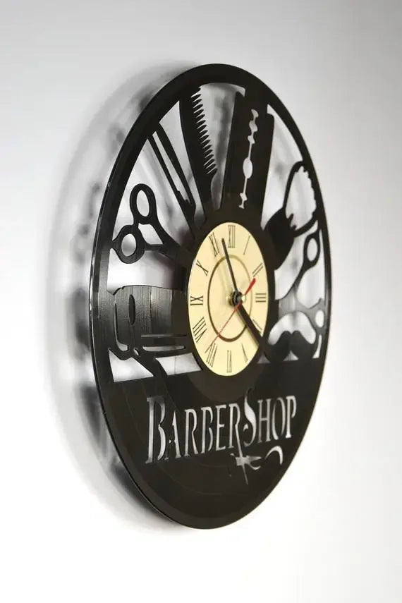 Hairdresser Vinyl Record Wall Clock Modern Design Barber Shop Salon Beauty Salon Clocks Barbershop LED Wall Watch Home Decor