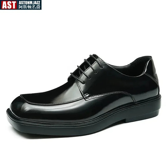 Patent Cow Leather Mens Dress Shoes Luxury Handmade Quality Genuine Leather Square Toe Elegant Wedding Social Derby Shoes Male