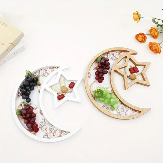 Density Board Moon Star Tray Well-polished Decorative Ramadan Tray Practical Candy Snack Dessert Serving Dish