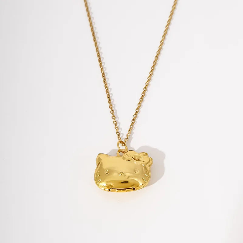 Anime Hello Kitty Sanrio Necklace Y2K Collar Kawaii Adjustable Pendant Golden Silvery Colour Jewelry Accessory Girl Gift