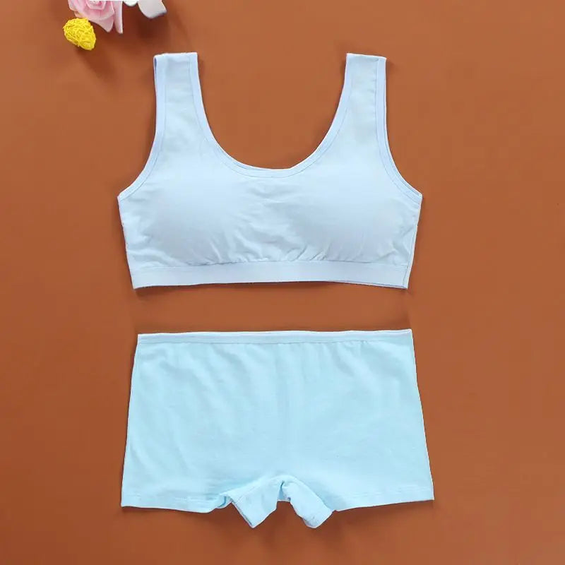 Training Bras Girls Teenage Underwear Set Cotton  Girls Topic Panties 8-14 Y