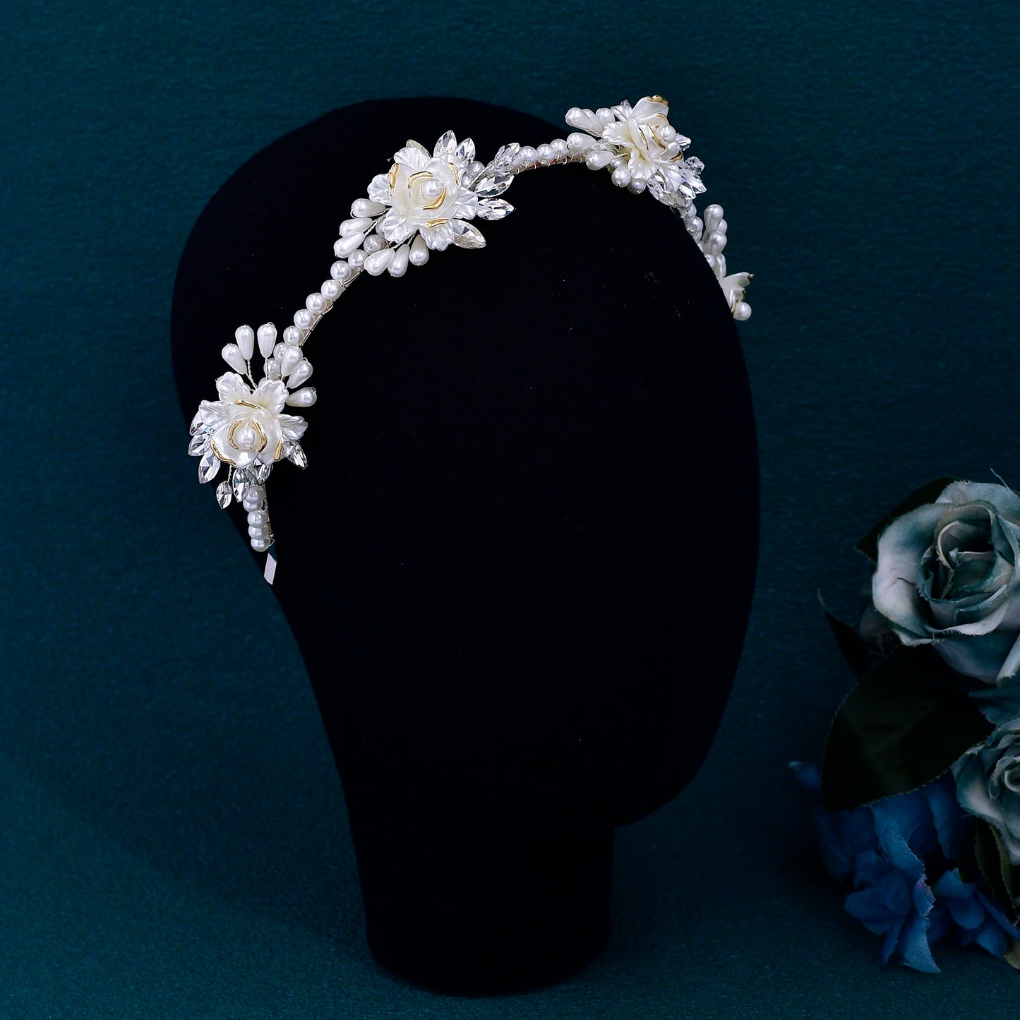 Wedding Bridal Pearl Hair Hoop Bridal Flower Headwear Women Fashion Hair Accessories Handmade Exquisite Headband HP721