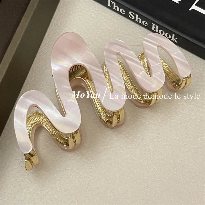 Han Acetate Metal Wave Grip Female Back Head Updo Shark Clip Large Hair Clip High-Grade Sense Hair Clip Headdress