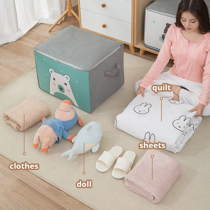 1 Stück Aufbewahrungstasche für Kleidung mit großer Kapazität und verstärktem Griff für Decken und Bettwäsche, faltbar, mit Reißverschluss 