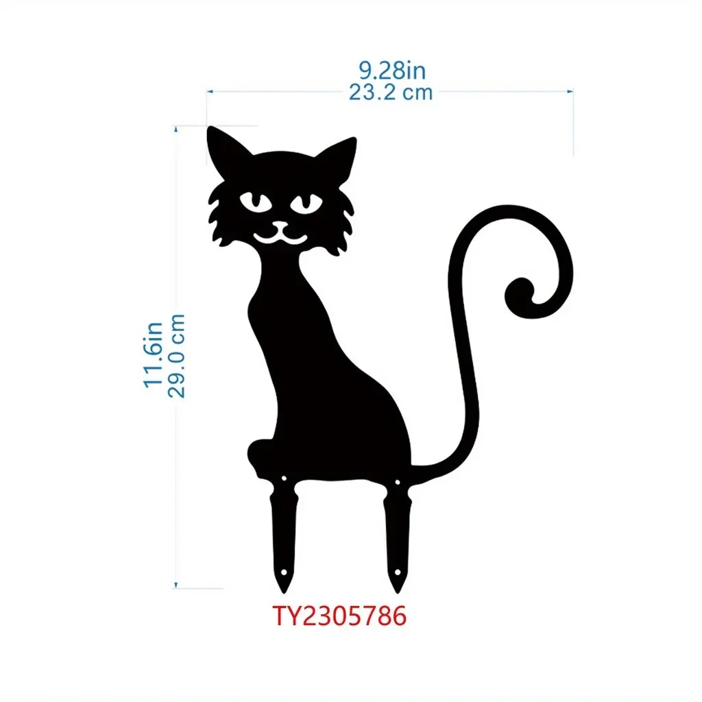 Outdoor Decorations Black Cat Metal Garden Stakes Outdoor Decorative Stakes Garden Metal Animal Statues Silhouette Animal Stakes