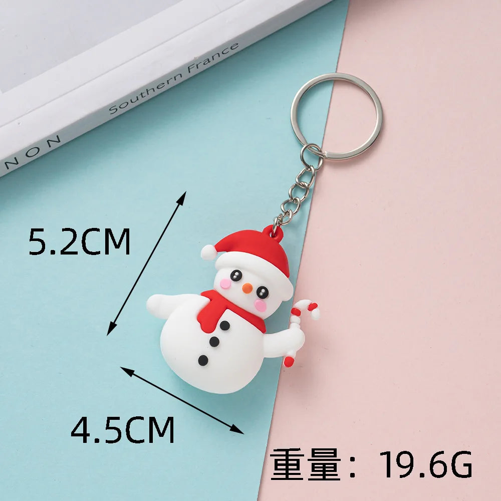Christmas Keychain Cartoon Cute Doll Pendant Santa Claus Snowman Tree Keyring for Men Women Party Decoration Souvenir