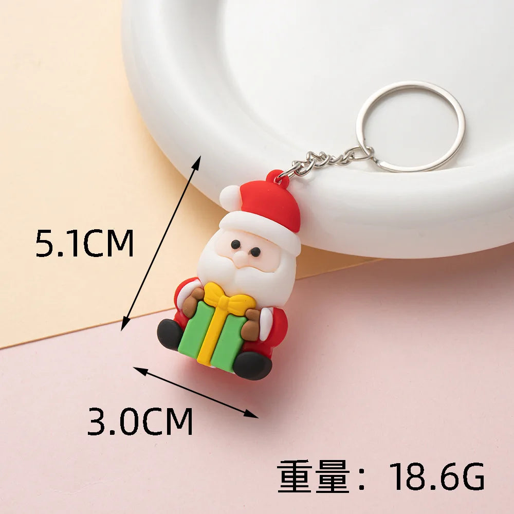 Christmas Keychain Cartoon Cute Doll Pendant Santa Claus Snowman Tree Keyring for Men Women Party Decoration Souvenir