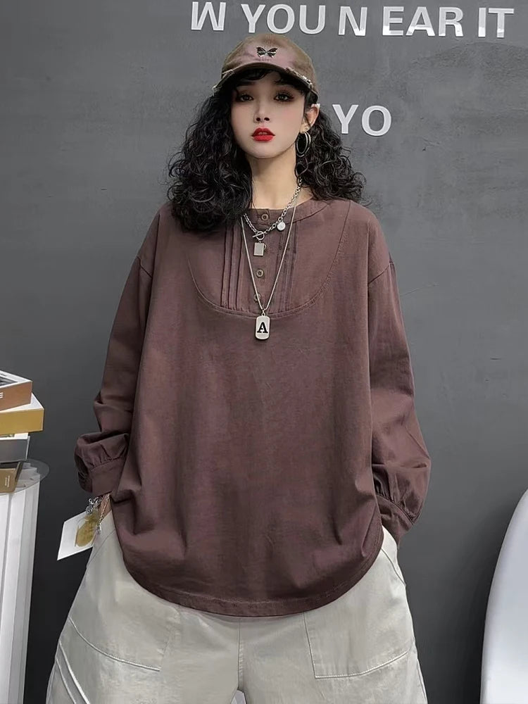 Max LuLu Designer Fashion Clothes Womens Spring Loose Vintage O Neck Tee Shirts 2025 Ladies Casual Classic Harajuku Cotton Tops