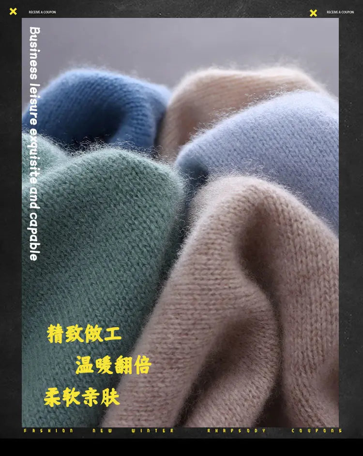 Oversize Cashmere Men Sweater O-Neck Knitted Jumpers Long Sleeve Male Pullover Soft Warm Woolen Korean luxury clothing