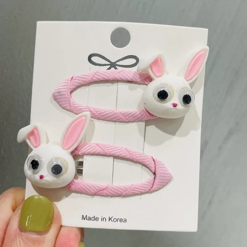 2Pcs/Set Girls Animal Rabbit Dog Cat Rubber Elastic Hair Bands Children Ponytail Holder Scrunchie Headband Kids Hair Accessories
