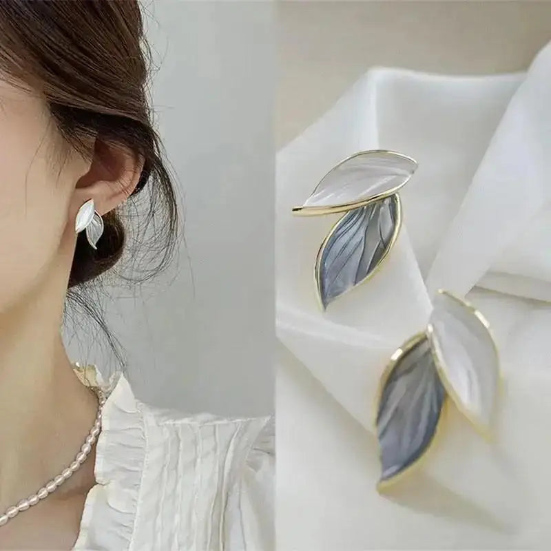 925 Silver Needle Korean Vintage Oil Painting Pearl Flower Earrings For Women Jewelry 2024 Trending New Luxury Women's Earrings