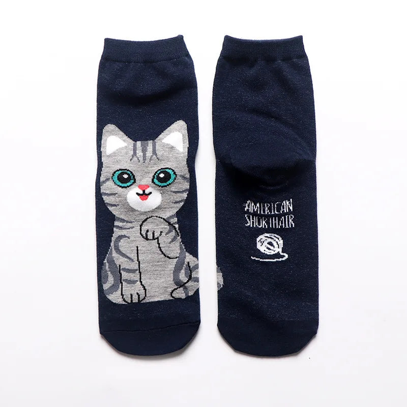 25 Patterns Korea Japan Fashion Funny Cartoon Lovely Cats Happy Socks Women Girls Casual Streetwear Cute Dress Sox Spring Summer