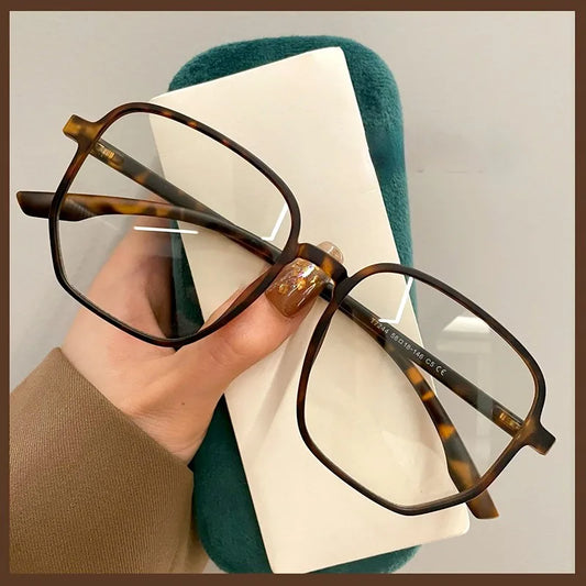 Oversized Frame Anti-blue Light Transparent Glasses Women Men Fashion Sunglasses UV400 Protection Flat Mirror Computer Eyeglases
