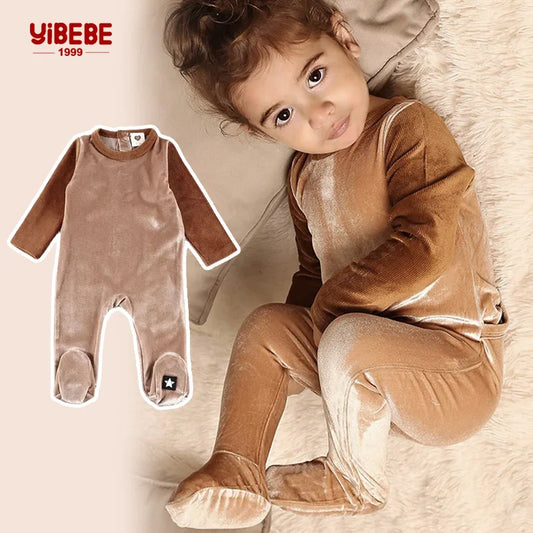 Babyspielanzug Kinderkleidung Langarm Footie Samt und Cord Pyjama Set Babyoverall Jungen/Mädchen Kleidung Baby Herbstspielanzug 