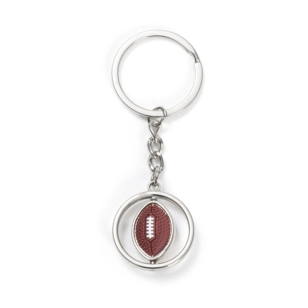 Rotating Mini Ball Keychain Basketball Football Golf Rugby Baseball Sport Key Ring Pendant Car Bag Metal Ball Ornament Boys Gift