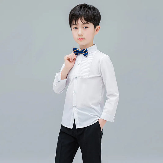 Baby Kleinkind Teenager Kleidung Schuluniform Jungen Shirts Weiß Langarm Umlegekragen Kinder Shirt Für Jungen Kinder Tops 