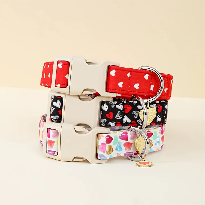 1Pcs Valentine's Day gift Paws Personlized Pink Valentine Dog cat Collar with Bow Heart Pet Collar Flower Dog Collar Large Small Dog