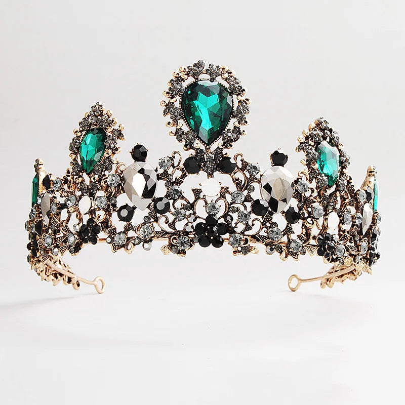 Green Wedding Bridal Pageant Crystal Rhinestone Tiaras Crown  Ladies Party Luxury Princess Women Headpiece Hair Accessorie